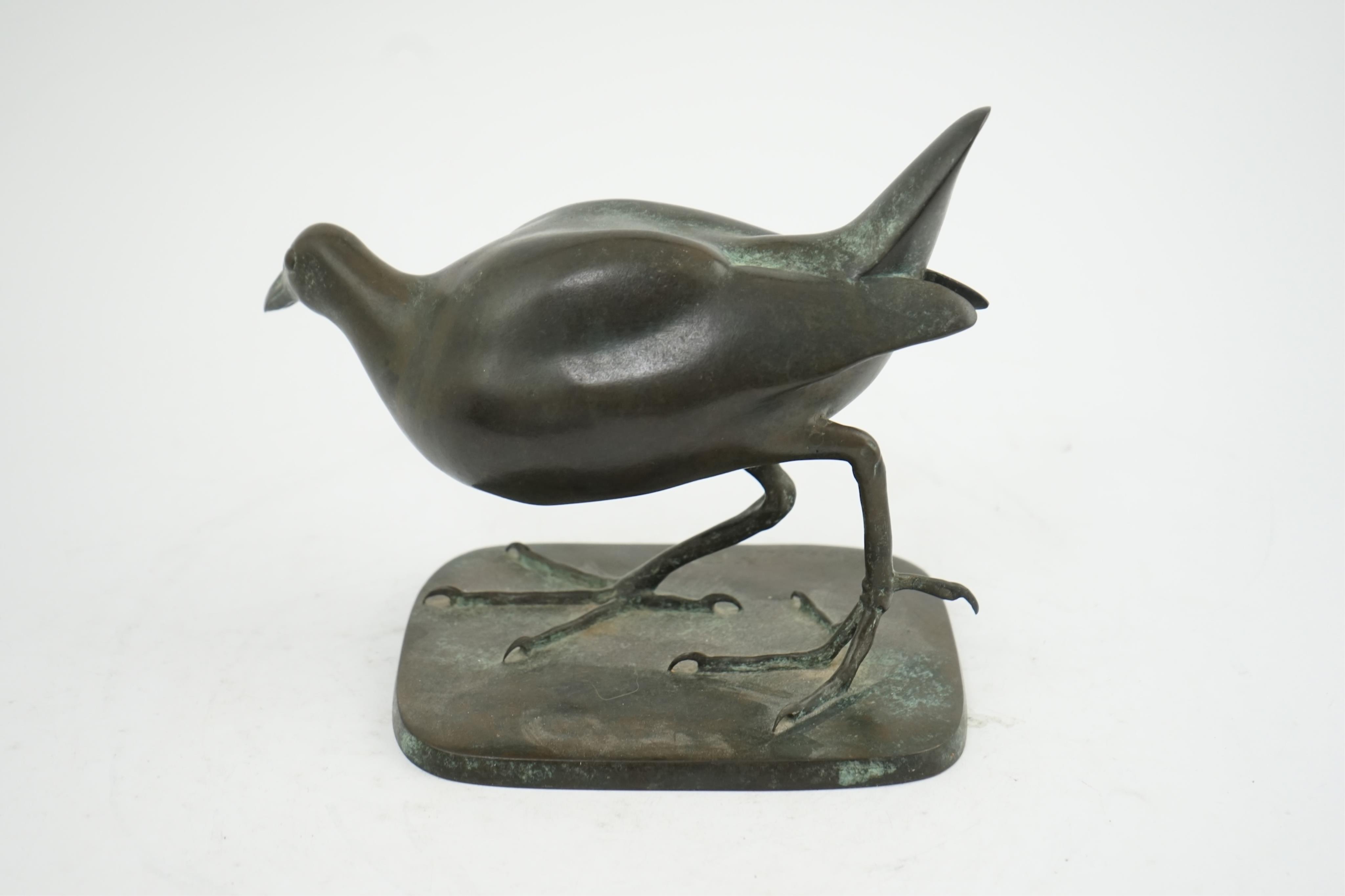 Adrian Sorrell (1932-2001). A bronze model of a moorhen